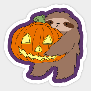 Sloth Holding a Jack o' Lantern Sticker